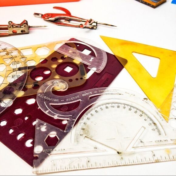 Vintage School Pencil Box Filled w/Graphing Tools & McDonald’s Stencils - Picture 4 of 11